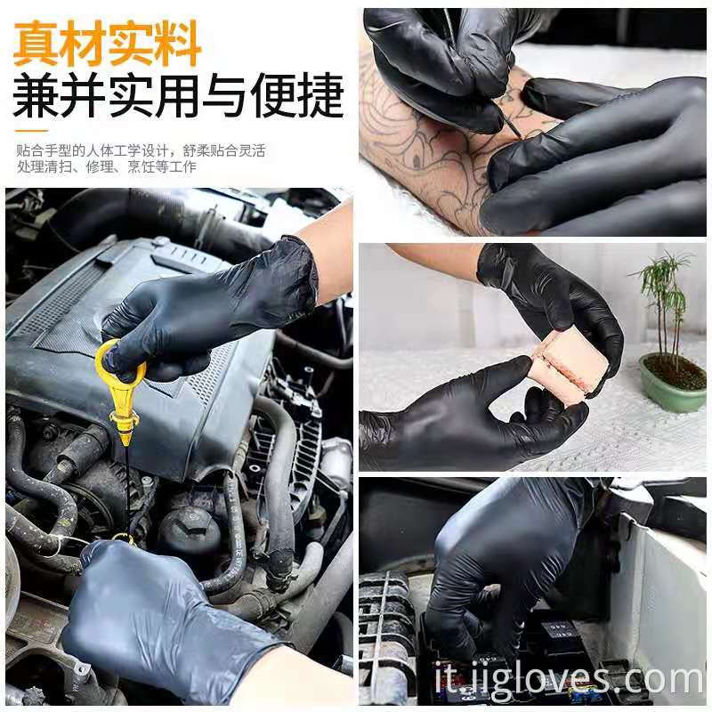 Guanti nitrile in gomma in gomma sintetica a basso contenuto di polvere nera in polvere nera in lattice in latex work sicurezza touchntuff lab guanti